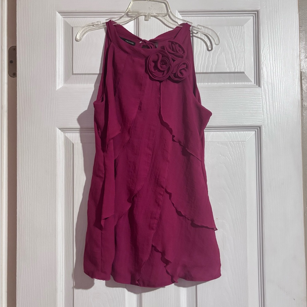 Maurices Magenta Ruffled Sleeveless Camisole with Rosette
